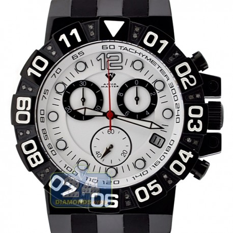 Aqua Master Black PVD Sport Chrono 0.24 ct Diamond Mens White Dial Watch