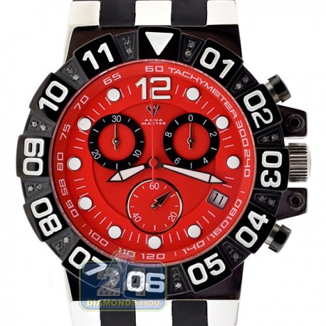 Aqua Master Sport Chrono 0.24 ct Diamond Mens Red Watch