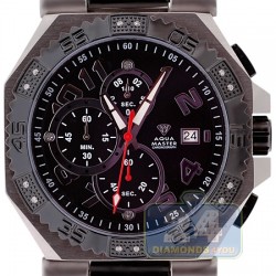 Aqua Master Octagon 0.12 ct Diamond Mens 2 Tone Steel Black Bracelet Watch