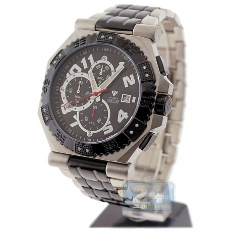 Aqua Master Octagon 0.12 ct Diamond Mens 2 Tone Steel Bracelet Watch