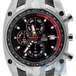 Aqua Master Chronograph 0.24 ct Diamond Mens Black Steel Red Tone DIal Watch