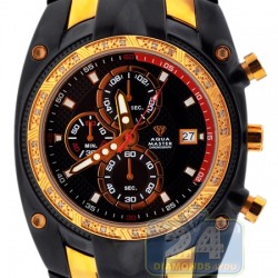 Aqua Master Chronograph 0.24 ct Diamond Mens Black PVD 2 Tone Gold Watch