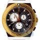 Aqua Master Chrono Black Rubber Gold Bezel Mens Steel Watch