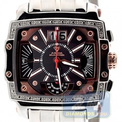 Aqua Master Big Date 0.10 ct Diamond Mens Black Dial Watch
