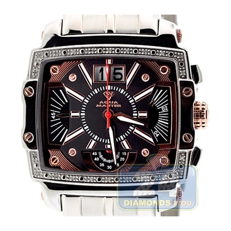Aqua Master Big Date 0.10 ct Diamond Mens Black Dial Watch