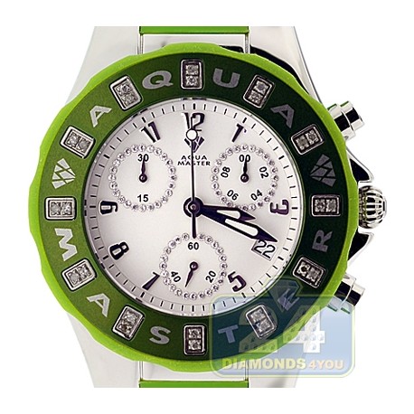 Aqua Master Jelly 0.24 ct Diamond Womens Green Rubber Watch