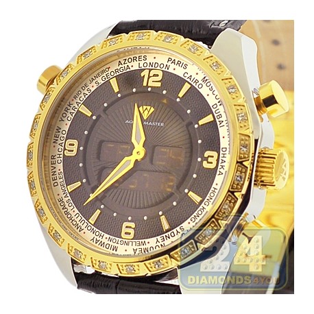 Aqua Master Digital 0.75 ct Diamond Mens Two Tone Watch