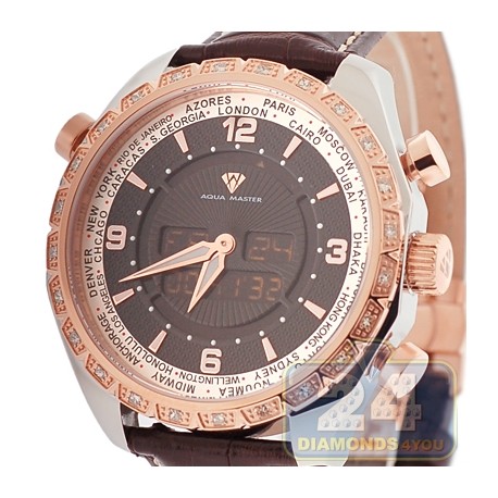 Aqua Master Digital 0.75 ct Diamond Mens 2-Color Watch