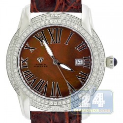 Aqua Master Slim 1.85 ct Diamond Mens Brown Watch
