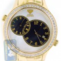 Aqua Master 2 Time Zone 2.45 ct Diamond Mens Yellow Gold Watch