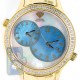 Aqua Master 2 Time Zone 2.45 ct Diamond Mens Gold Blue Watch