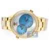 Aqua Master 2 Time Zone 2.45 ct Diamond Mens Gold Blue Watch