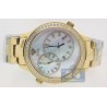 Aqua Master 2 Time Zone 2.45 ct Diamond Mens Gold Pearl Watch
