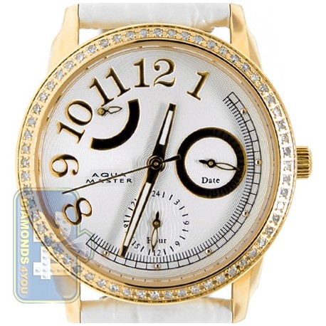Aqua Master Classique 0.50 ct Diamond Womens Yellow Tone Silver Dial Watch