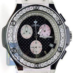 Aqua Master Oval 4.00 ct Diamond Mens Black Dial Watch