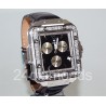 Aqua Master Square 4.25 ct Diamond Mens Black Leather Watch