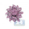 14K White Gold 1.44 ct Pink Sapphire Womens Flower Ring