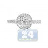 14K White Gold 0.98 ct Diamond Circles Womens Engagement Ring