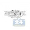 14K White Gold 1.08 ct Diamond Cluster Engagement Ring