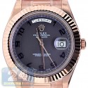 Rolex Day-Date II President 18K Rose Gold Black Dial Watch 218235