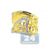 14K Yellow Gold 0.82 ct Diamond Womens Wide Openwork Band Ring