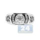 14K White Gold 0.84 ct Baguette Round Cut Diamond Mens Ring