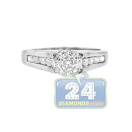 18K White Gold 0.66 ct Diamond Cluster Engagement Ring