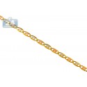10K Three Tone Gold Valentine Link Womens Chain 2 mm 20 Inches