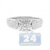 14K White Gold 0.99 ct Diamond Cluster Womens Engagement Ring