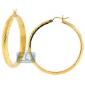 10K Yellow Gold Diamond Cut Hoops Earrings 5 mm 1 3/4 Inches