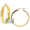 10K Yellow Gold Diamond Cut Round Hoop Earrings 5 mm 1 1/2 Inch