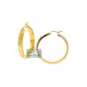 10K Yellow Gold Diamond Cut Round Hoop Earrings 5 mm 1.5 Inch