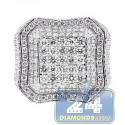 14K White Gold 3.80 ct Diamond Square Shape Signet Mens Ring
