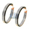 Womens Iced Out Diamond Hoop Earrings 14K Rose Gold 4.50 ct