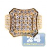 Mens Iced Out Diamond Octagon Ring 14K Yellow Gold 4.10ct