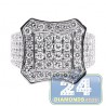 Mens Iced Out Diamond Octagon Ring 14K White Gold 4.12ct
