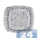 14K White Gold 3.79 ct Diamond Step Square Signet Ring