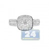 14K White Gold 1.32 ct Diamond Cluster Womens Engagement Ring