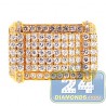 Mens Diamond Rectangular Shape Ring 14K Yellow Gold 3.23ct
