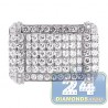 Mens Diamond Rectangular Shape Ring 14K White Gold 3.23ct
