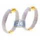 18K Yellow Gold 3.65 ct Diamond Round Hoop Earrings 1 1/4 Inch