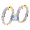 18K Yellow Gold 3.65 ct Diamond Round Hoop Earrings 1 1/4 Inch