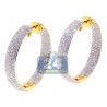 Womens Diamond Round Hoop Earrings 18K Yellow Gold 3.65 Carat