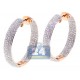 18K Rose Gold 3.66 ct Diamond Round Hoop Earrings 1 1/4 Inch