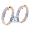 Womens Diamond Round Hoop Earrings 18K Rose Gold 3.66 Carat