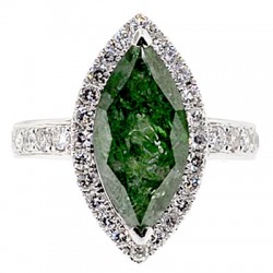 14K White Gold 5.87 ct Marquise Emerald Diamond Womens Cocktail Ring