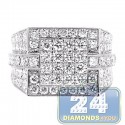 14K White Gold 3.66 ct Iced Out Diamond Mens Signet Ring