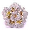 14K White Gold 4.48 ct Fancy Yellow Diamond Womens Flower Ring