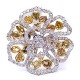 14K White Gold 5.10 ct Fancy Yellow Diamond Vintage Flower Ring