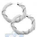 14K White Gold 10.43 ct Iced Out Diamond Womens Hoop Earrings